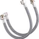 J-HVA Faucet Supply Lines Length 12" x G 3/8 Female Thread Connector Braided Nylon Extension Hoses for Bathroom Kitchen Sink Faucet Hose Filter, Stainless Steel Nut (1 Pair)