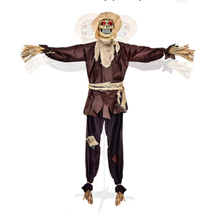 PRESENCE 5.9FT Life-Size Halloween Animatronic Scarecrow with Grass Yellow