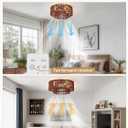 20" Wood Caged Ceiling Fans with Lights, Flush Mount Farmhouse Rustic Ceiling Fan with Light Remote Control, Low Profile with 6 Speeds for Bedroom,Nursery,Living Room, Brown