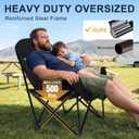 Oversized Camping Chairs for Adult - Heavy Duty Padded Portable Folding Chair XL Collapsible Camp Chair with Cup Holder Side Pocket for Outdoor Lawn Beach Sport Fishing Support 500LBS, Grey