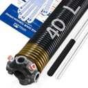 YoToolGDS Left Hand Wind（Black Cone）2" Garage Door Torsion Spring with Non-Slip Winding Bars & Gloves, High Precision Electrophoresis Black Coated, for Replacement, MIN 16,000 Cycles (0.250x2''x40'')