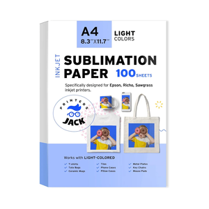 Printers Jack Sublimation Paper - Heat Transfer Paper 100 Sheets 8.3" x 11.7" for Any Epson HP Canon Sawgrass Inkjet Printer with Sublimation Ink for T shirt Mugs DIY