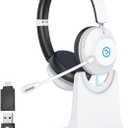 Earbay Wireless Headset with Mic for Work, 6.0 Bluetooth Headset with AI ENC Mic(Noise Cancelling & Flip Mute), 2.4Ghz/USB Dongle Wireless Headphones for Office/PC/Call Center/Computer/Laptop/Teams