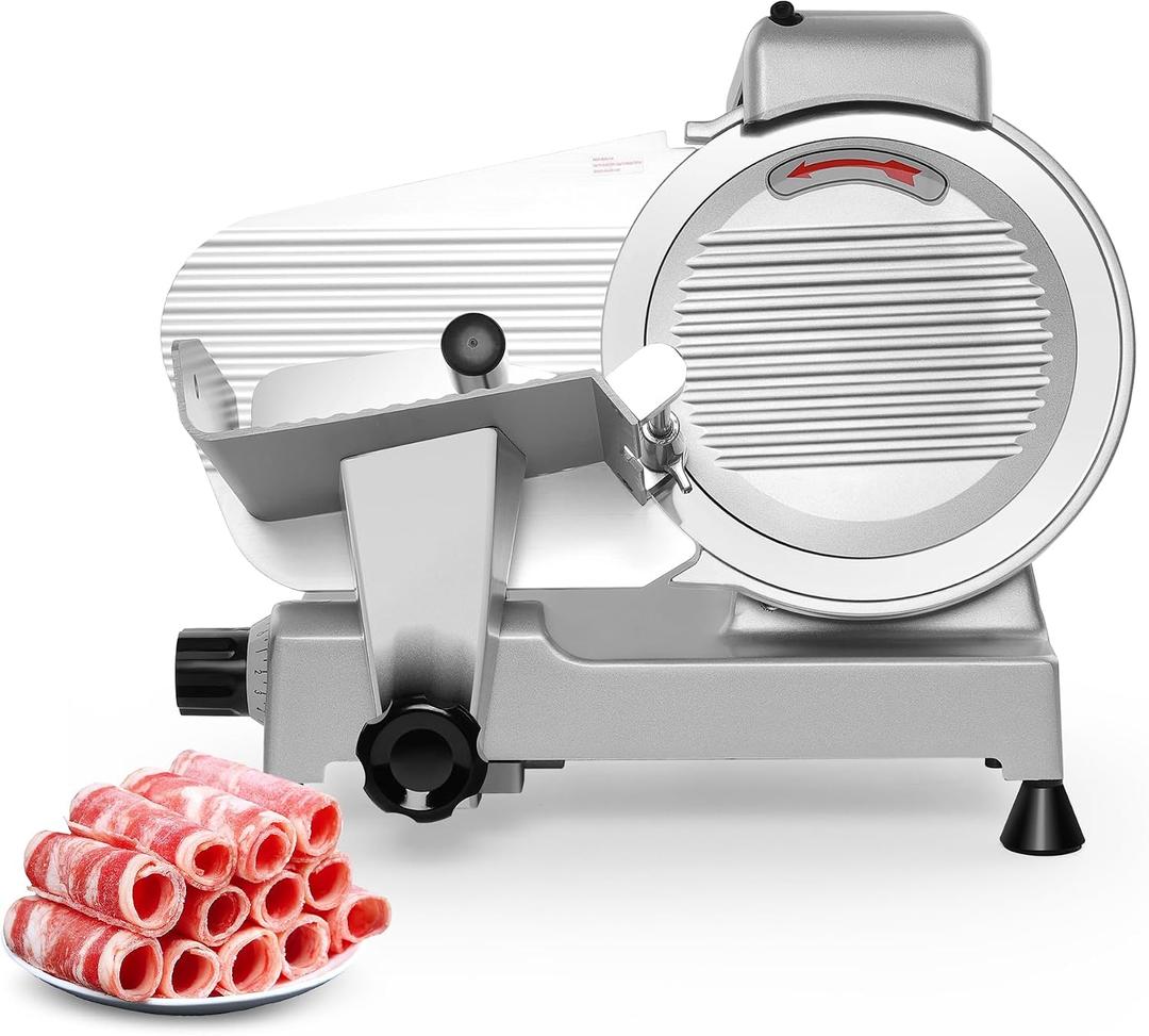 Meat Slicer 10 Inch, 240W Electric Deli Food Slicer 0-13mm Home Use