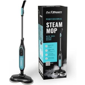Pursteam ScrubMaster Steam Mop with Dual Scrubbing Head, LED Headlights, Adjustable Steam Control, Anti-Slip Swivel Head, Cable Holder & Upright Lock Pursteam ScrubMaster Steam Mop with Dual Scrubbing Head, LED Headlights, Adjustable Steam Control, Anti-Slip Swivel Head, Cable Holder & Upright Lock