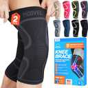 Modvel 2 Pack Knee Brace for Women & Men - Workout Knees Compression Sleeve for Knee Pain Relief Joint Support for ACL, Arthritis, Meniscus Tear Knees Brace for Sports, Rodilleras para Gym Fitness (Medium, Black/Grey - Best Seller)