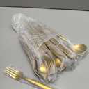 Lemeya Matte Gold Silverware Set for 6,Modern Stainless Steel Brushed Cutlery Set,30-Pieces Heavy Duty Flatware Set,Knives Spoons and Forks Set Utensils Set,Satin Finish,Dishwasher Safe