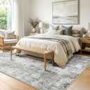 RELEANY Washable Area Rugs 5'x7' Non-Slip Modern Abstract Soft for Living Room Entryway Bedroom Nursery, Print Pattern, Gray White Grey