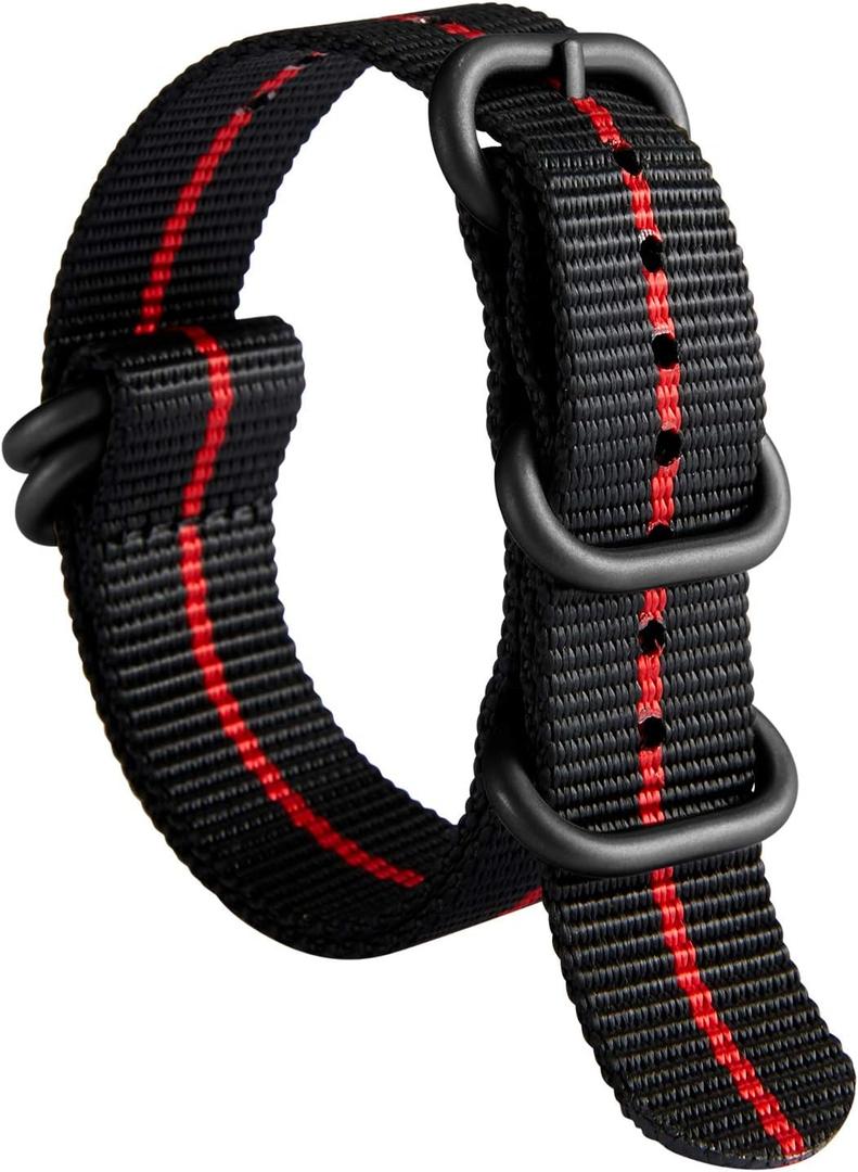 BINLUN Watch Strap Thick G10 Nylon Replacement Multicolor Watch Bands for Men Women 18mm 20mm 22mm 24mm with Military Heavy Duty 5 Rings Silver/Black Stainless Steel Buckle