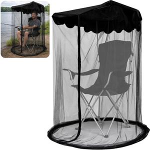 63" H Canopy Chair Mosquito Net, Mosquito Mesh Chair Net with Waterproof Roof and Zipper Opening, Mosquito Net Chairs Cover for Outdoor Hunting Fishing Camping, Excluding Chair or Support