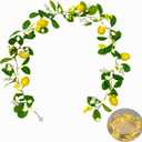 Hamifinee Artificial Lemon Garland with Fairy Lights Spring Summer Greenery Lemon Vine Plant Vivid Fruit Dense White and Yellow Flowers Hanging Wreath for Home Garden Wedding Party Christmas Dcor