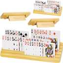 plusvivo Card Holders for Playing Cards with Adjustable Stand Set of 4, Playing Card Holders for Seniors Adults Kids 5 Slots up to 110 Cards, 12" Wooden Card Holder for Canasta Bridge