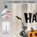 Happy Halloween Shower Curtain 60Wx72H Funny Skull Skeleton Pumpkin Gothic Spooky Ghost Bone in Bathtub Grave Unique Cool Bathroom Decor Horror Scary Bath Curtain Fabric Polyester 12 Pack Hooks