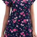 Summer Dresses for Women 2025 Beach Casual Sundress Floral V Neck A-line Dress Short Ruffle Sleeve Boho Dresses with Pockets