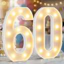 12.6 Inch LED Marquee Light Up Numbers 60, 60th Birthday Number Lights as Gifts for Women Men, Lighted Marquee Numbers for Anniversary Party Night Light Table Decorations