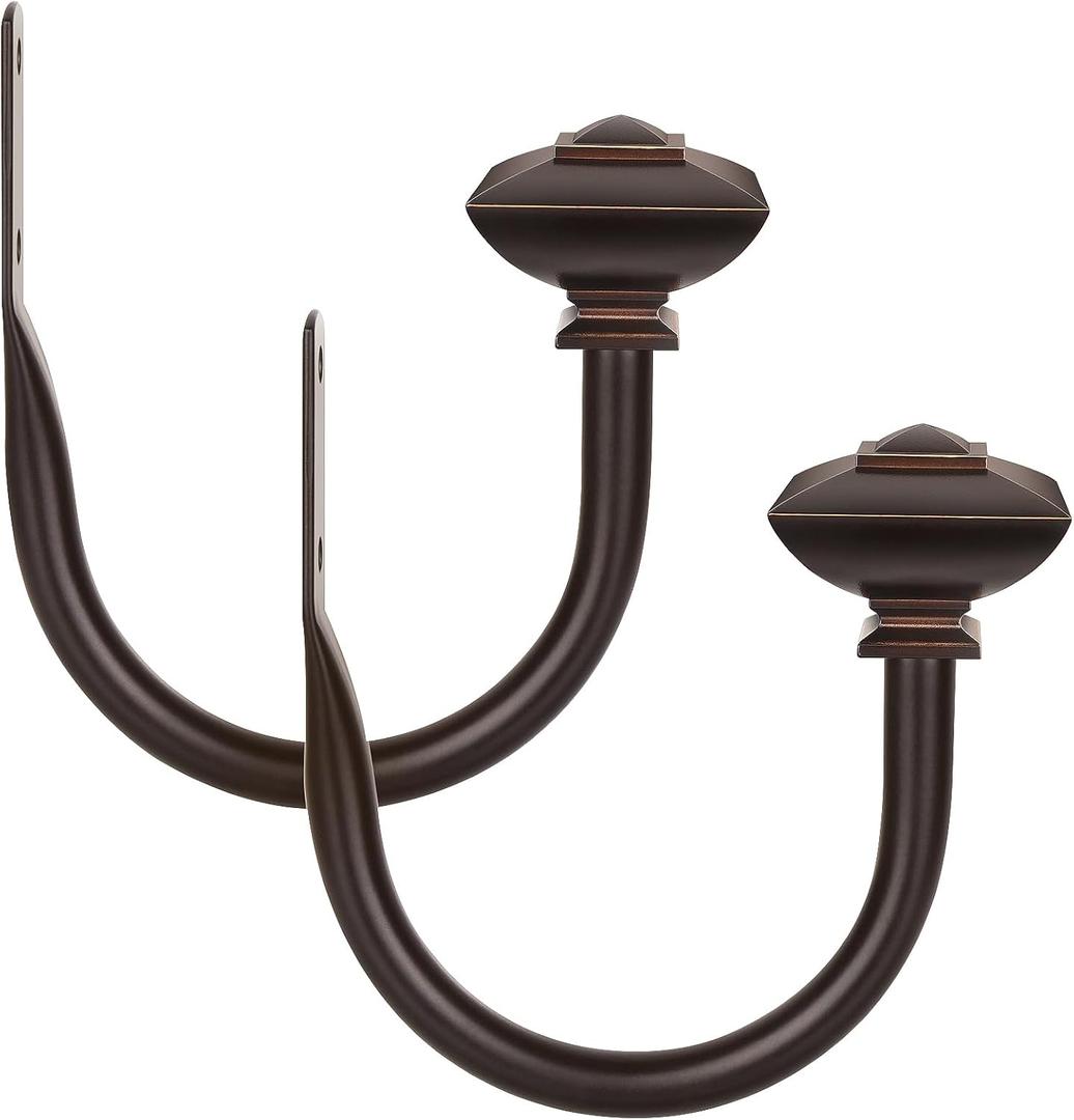 KAMANINA Curtain Tiebacks, Vintage Bronze Curtain Holdbacks with Square Finial, Curtain Hooks for Wall Drapes Tie Back Home Window Decor, Curtain Holders for Living Room (1 Pair/2 Pack)