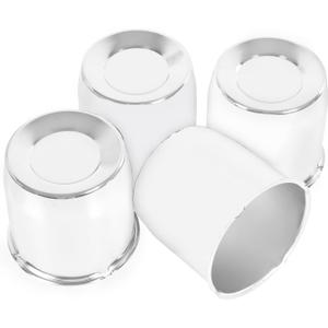 4PCS 5.15inch Trailer Wheel Center Caps Fit 5.15" Center Bore for Truck SUV RV Wheels Rims Trailer Carbon Steel Push Through 5" Tall Hub Covers Chrome Silver