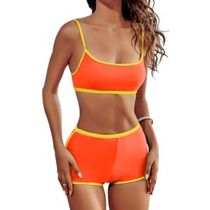 AngiMelo High Waisted Bikini Sets for Women Two Piece Tummy Control Swimsuits Modest Bathing Suit Shorts Swim Suits Teens (X-Large)
