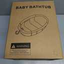 Collapsible Baby Bathtub - Large Baby Bath Tub with Thermometer & Cushion | Travel Portable Newborn Infant Bathtub | Foldable Toddler Bathtub for Baby 0 to 36 Months (Pink)