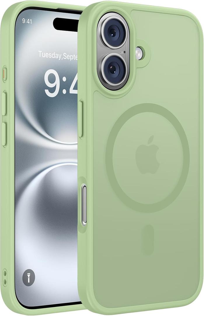 Miracase Magnetic Series for iPhone 16 Case [Compatible with MagSafe] Military-Grade Protection, Anti-Fingerprint, Slim Phone Case for iPhone 16 6.1 inch - Matcha Green