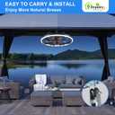 Depuley 20" Outdoor Ceiling Fan with Lights, Walnut and Black Waterproof Gazebo Hanging Fan with Remote App Control, Dimmable Plug in Caged Outdoor Ceiling Fans for patios Porch 6-Speeds
