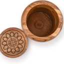 Kimona Food Jars & Canisters Acacia Wood round wooden storage jar with Lid for Keeping Cookies Pantry, Tea, Sugar, Coffee. (4.5" x 4.5" x 6")