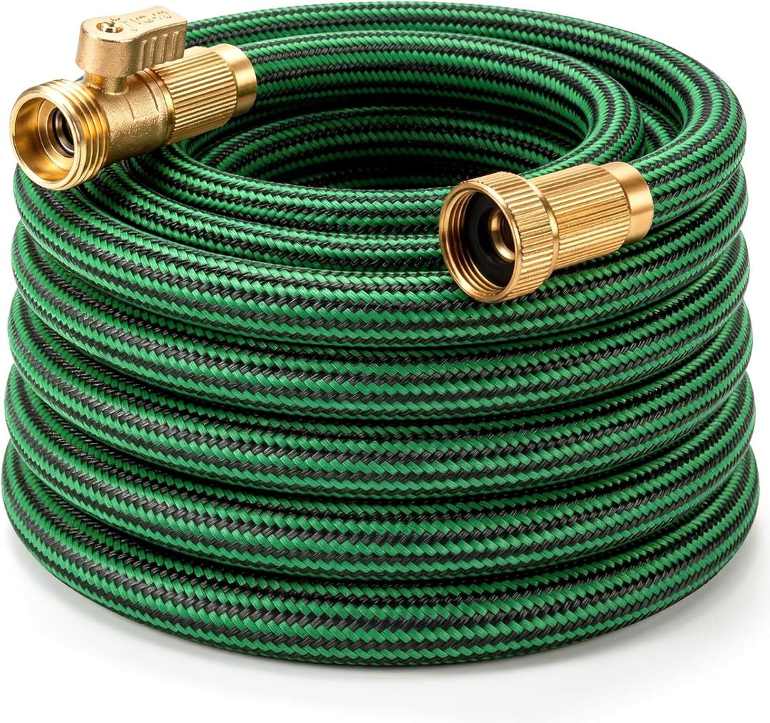 Garden Hose 25 ft NON-EXPANDABLE Water Hose, Flexible & Lightweight Kink Resistant Hybrid Hose, Leak-Proof Heavy Duty, Super Durable Fabric with 3/4" Solid Brass Connectors (Green)