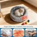 Dual-Layer Donut Cat Bed - Fluffy Round Bed for Small Pets - Ultra-Soft Cat Donut Bed for Cozy Sleep (Grey, 12 * 12 * 3.9 inch / 30 * 30 * 10 cm)
