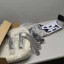 Sweetcrispy Small Office Desk Chair - Armless PU Leather with Comfy Lumbar Support, Height Adjustable Rolling Swivel Task for No Arms, for Adult, Student, Bedroom, Home, Vanity, Beige White