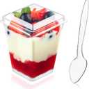 Kucoele 50 Pack 5 oz Plastic Dessert Cups with Lids and Spoons, Clear Parfait Cups Pudding Cups Mini Party Serving Cups for Appetizer Fruit Yogurt Ice Cream