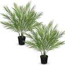 3 Pack Artificial Palm Trees Plants for Indoor Outdoor Use, 3FT Fake Palm Trees Silk Tropical Plants with 16 Tree Trunks, Faux Potted Plant for Home & Office, Living Room, Porch, Patio, Graden Decor