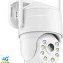 KKB 4G LTE Cellular Security Camera, Wired Cellular Cam Built-in SIM Card for Outdoor/Indoor, Unlimited Data Plan, No WiFi Security Cameras 2K Color Night Vision, 24/7 Recording, PIR Motion Detection (White)