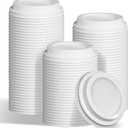 150 Pack Plastic Coffee Cup Lids for 10, 12, 16, 20, 22 oz Paper Cups, 90 mm/3.5 inches, Disposable Dome Coffee Lids for Tea, Hot Chocolate, Espresso, White