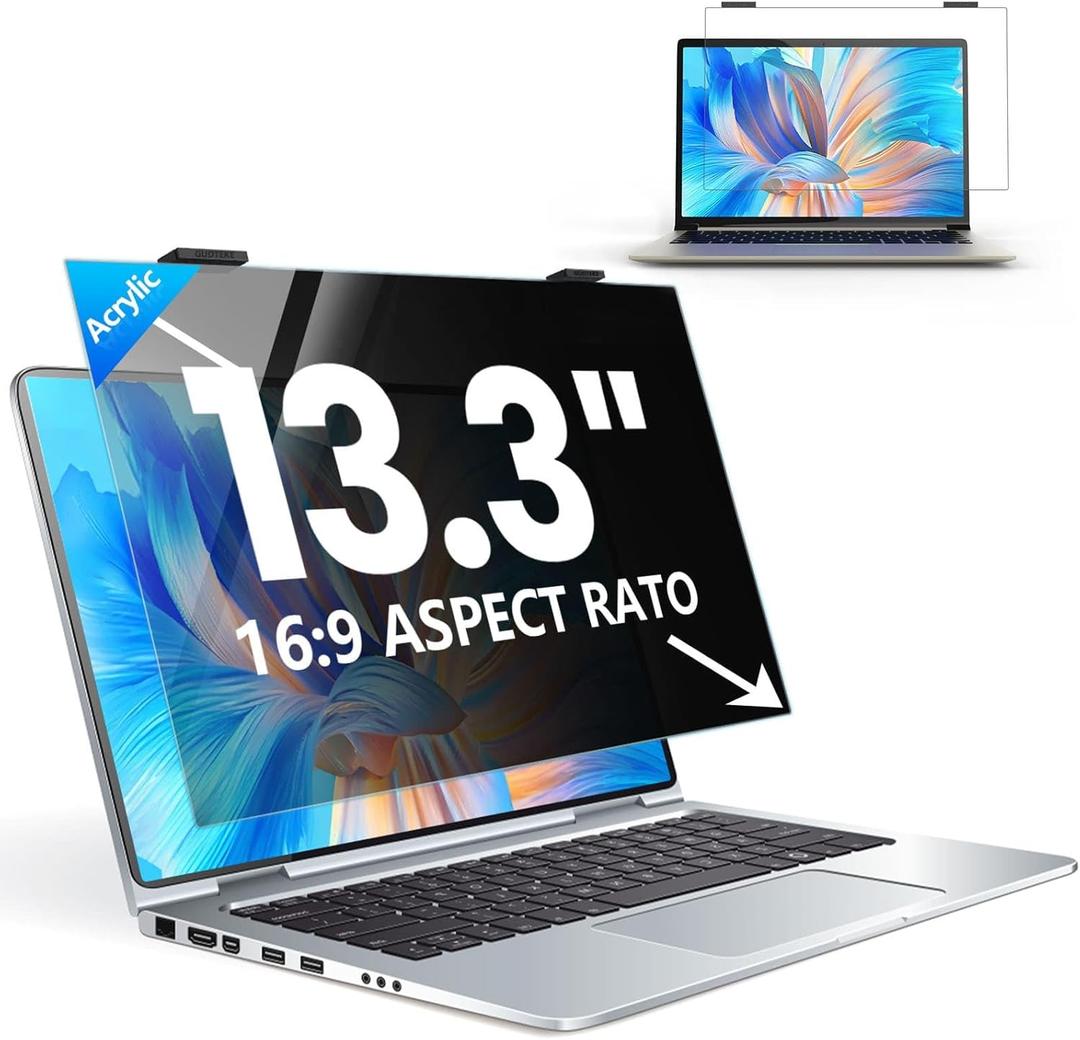 Laptop Privacy Screen 13.3 inch, 9H Hanging Privacy Screen for Laptop for 16:9, Acrylic HD Eye Protection Anti Glare Blue Light Laptop Screen Privacy Filter