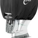 Kipiea Outboard Motor Cover 1300D Heavy Duty Waterproof, Anti UV, No Tears & No Fading, Boat Motor Cover Fit for Motor 250-350 Hp (124" Circumference x 32" Height) Black