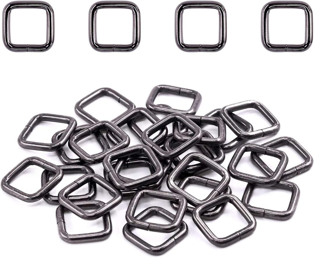 Swpeet 60Pcs 1/2 Inch - 13mm Gun-Black Metal Rectangle Ring, Webbing Belts Buckle Metal Rings for for Belt Bags DIY Accessories Keychains Belts and Dog Leash (Gun-Black, 1/2 Inch)