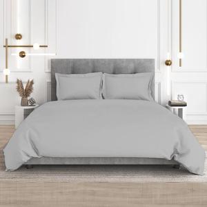 CharlottelyHues 3 Piece Duvet Set - 1000 Thread Count 100% Egyptian Cotton Breathable, Soft Duvet Cover Set with Zipper & Corner Ties Quilt Cover Sateen Weave Durable Duvet - Queen/Full (Silver)