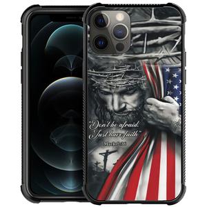 DAIZAG Case Compatible with iPhone 14 Pro,Shockproof Soft Phone Cover for Boy Men Gift Case,Christian Jesus God Bless American Flag
