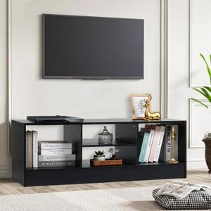 Modern 47.2 TV Stand for 55 inch TV, Farmhouse Small Entertainment Center with Storage Cabinets, Wood Media Console for Living Room, Bedroom, Office