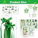 3 x St. Patrick's Day Hair Accessories Kit - Green Hair Bows, Star Hair Clips & Face Stickers for Women, Irish Party Hair Clips Set with Makeup Sticker for Pub Crawl, Festival