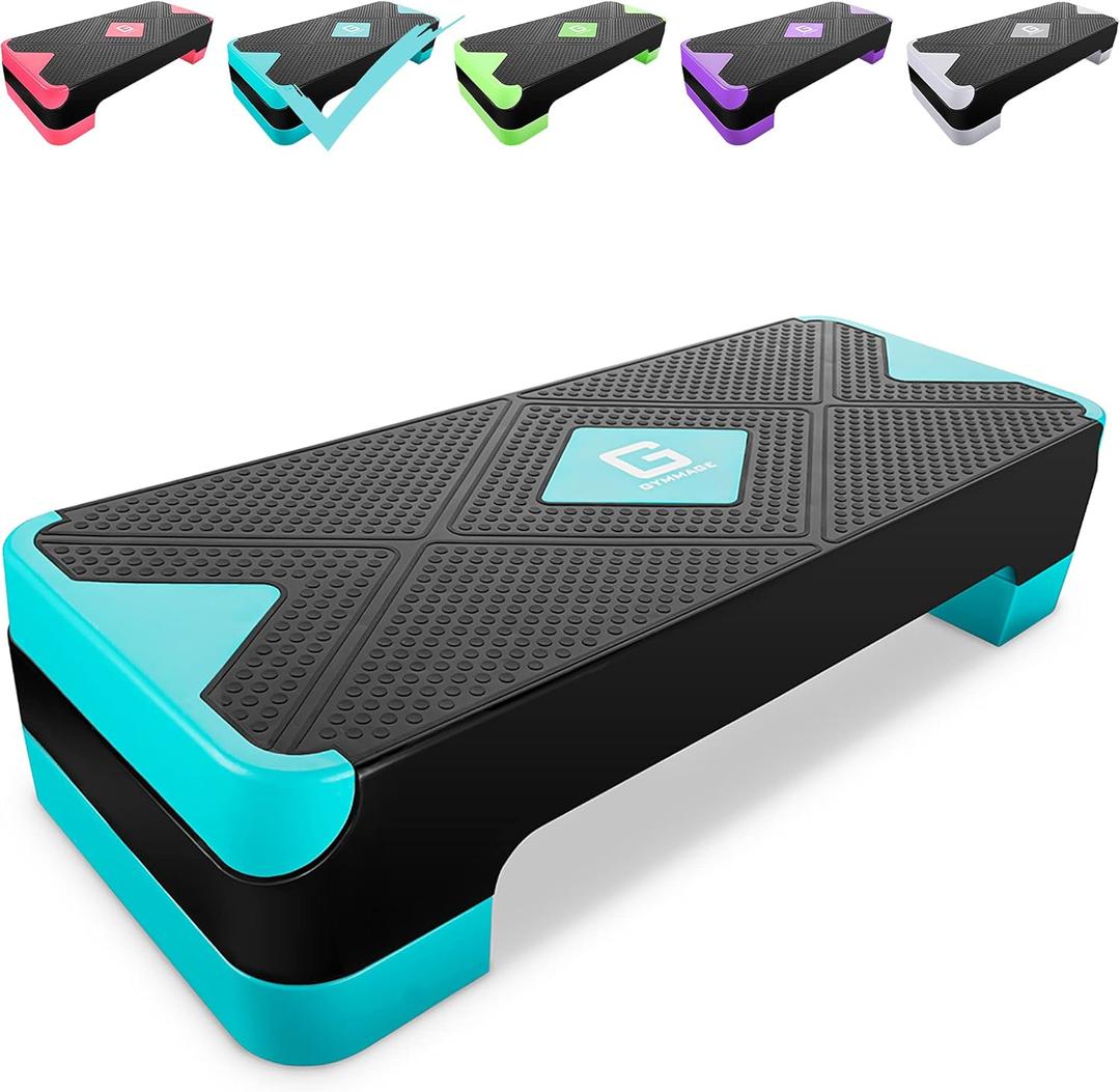 Adjustable Workout Aerobic Stepper, Aerobic Exercise Step Platform with 2 Risers, Exercise Step Deck for Fitness, 26.5" Trainer Stepper with Non-Slip Surface Home Gym & Extra Risers Options (Blue&Black)