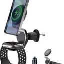 ALIOBC 2 in 1 Wireless Car Charger, MagSafe Mount, 15W Magnetic Fast Charging for iPhone 15/14/13/12/Apple Watch/Magsafe Case With 7 Color LED