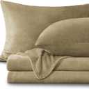 BEDELITE Flannel Sheets King Size Camel - Super Soft Fleece Sheets Set Fluffy Extra Plush, 4 Piece(Include Fitted Sheet, Flat Sheet, 2 Pillowcases)