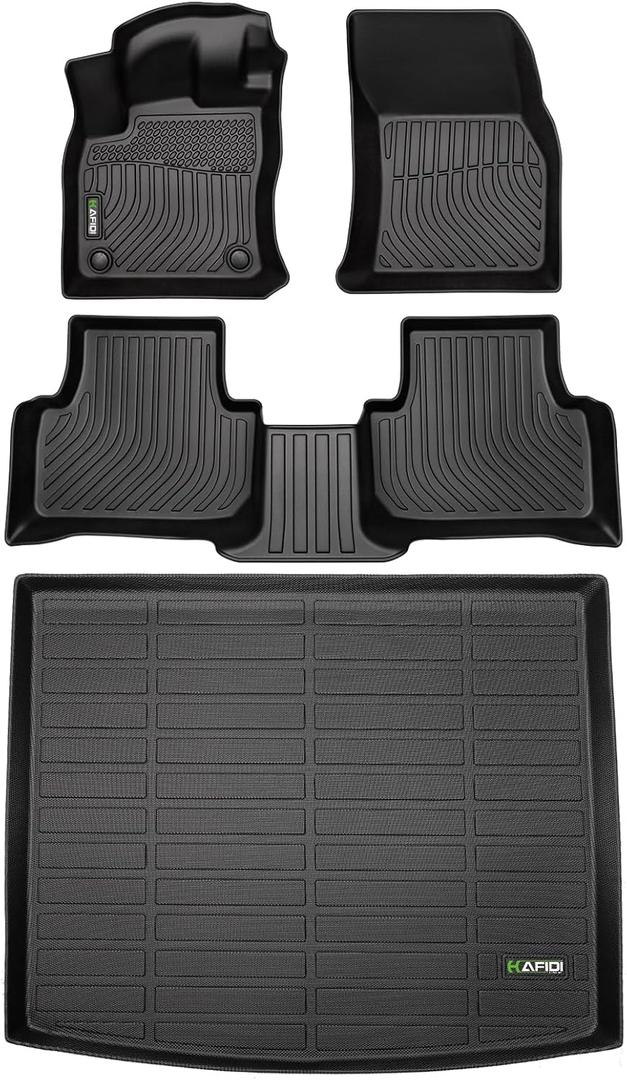 HAFIDI Floor Mats & Cargo Liner Set Fit for 2022 2023 2024 2025 Volkswagen Taos AWD All Weather Protection TPE Anti-Slip Car Full Set Floor Liners Custom VW Taos Accessories - Black