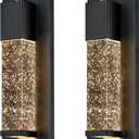 LED Dusk to Dawn Outdoor Light Fixture,2 Pack Modern Exterior Wall Sconce Porch Lights, Outside Wall Mount Lighting with Crystal Bubble Glass 13W 3000K for Front Door Patio