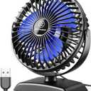 JZCreater Mini Desk Fan3 Speed Ultra-Quiet OperationPortable USB Cooling Fan for Office Desk, Bedroom Use, Personal Fan with Adjustable Tilt for Summer Indoor/Outdoor,USB-Powered, Black