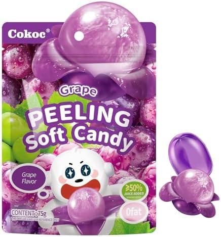 COKOC Peelable Gummies Grape,Peeling Gummies Grape Candy,Individual Packaging 2.64oz Bag Fruit Peelable Candy(Pack of 3) 2 Box, Best By: 06/06/2026