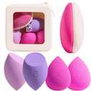 BS-MALL Makeup Sponge Set Pro Version V3.0 Soft Blending Tech For Foundation Blending Blush Highlight Eyeshadow 1 XL Dual-Use Makeup Sponge & Waterproof Silicone Cosmetic Travel Bag Pink (Rose red & purple series)