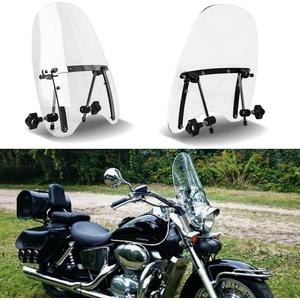 DREAMIZER Transparent Wave Windshield Windscreen,18"x16" Motorcycle Windshield,Universal PC Wind Deflector for 1 or 7/8 Handle Bars Motorcycle Motorbike