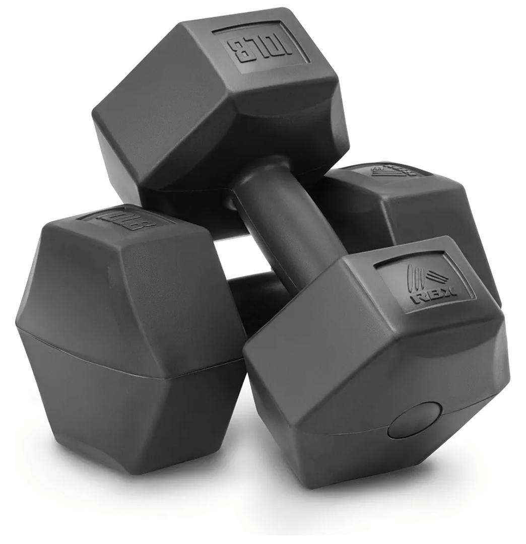 RBX 10 lb Hex Dumbbell Set, Anti-Roll Weight Design, Easy-Grip Vinyl Coated, Compact & Portable for Greta, Full Body Strength Training, Durable Construction, Perfect for All Fitness Levels (Black)